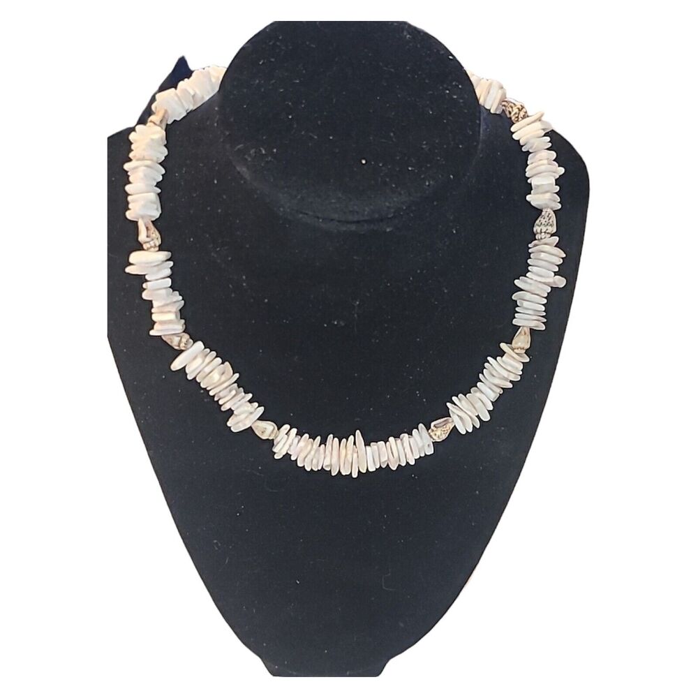 Vintage Beachy Boho Surfer Style‎ Shell Chip Choker Necklace 16"